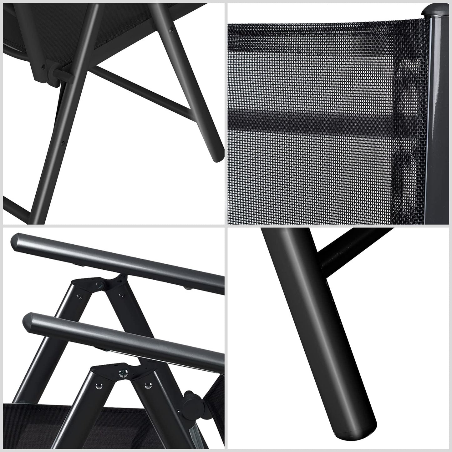 Casaria® Gartenstühle 6er Set Hochlehner Klappbar 8-Fach Verstellbar Camping Stuhl Aluminium Wetterfest Klappstuhl 120kg Belastbarkeit Garten Balkon