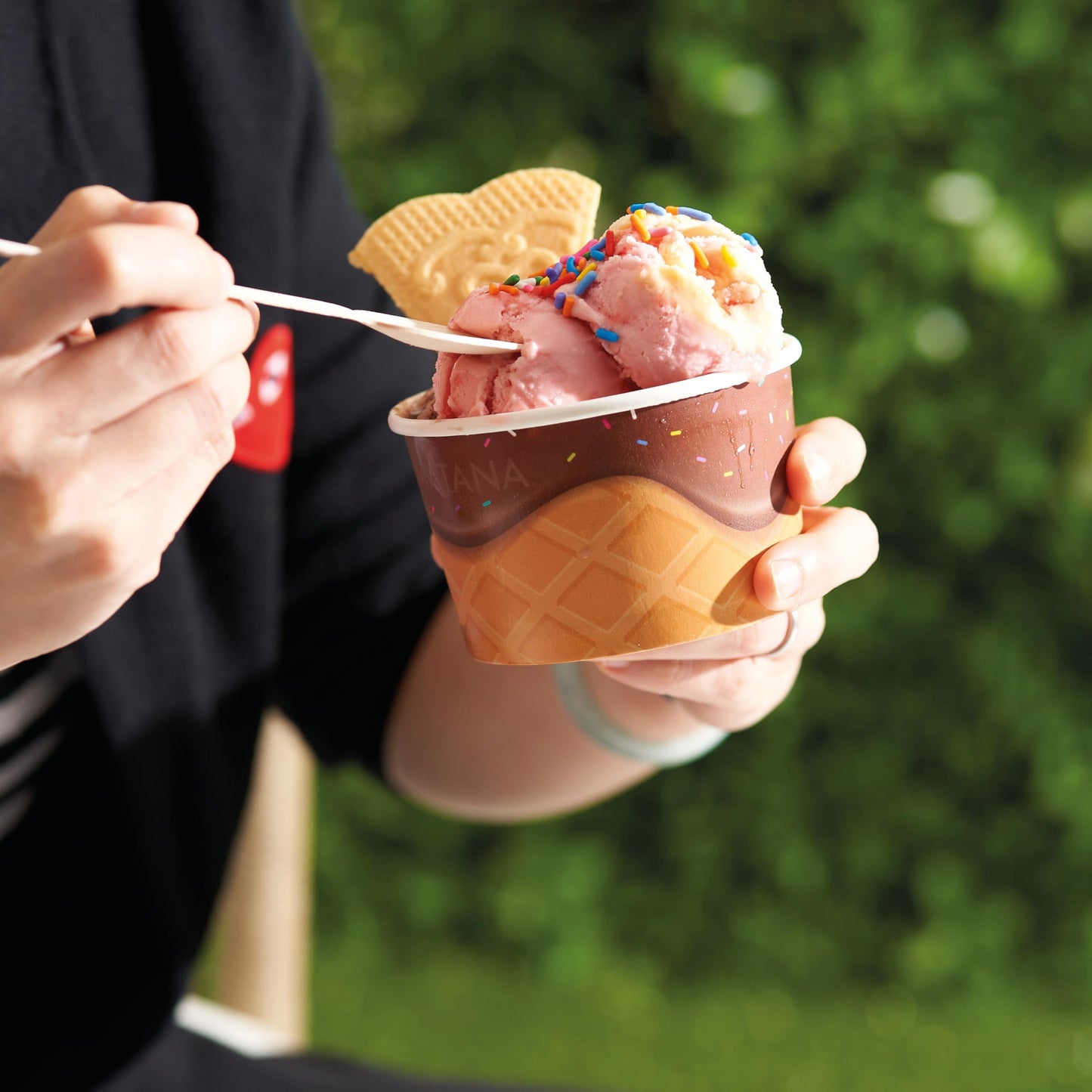 MATANA 50 Eisbecher aus Pappe für Partys & Kindergeburtstags (240ml) - Eiswaffel Design - Waffelbecher, Eisschalen, Dessertschalen Einweg, Eisbecher Waffel, Eis Pappbecher