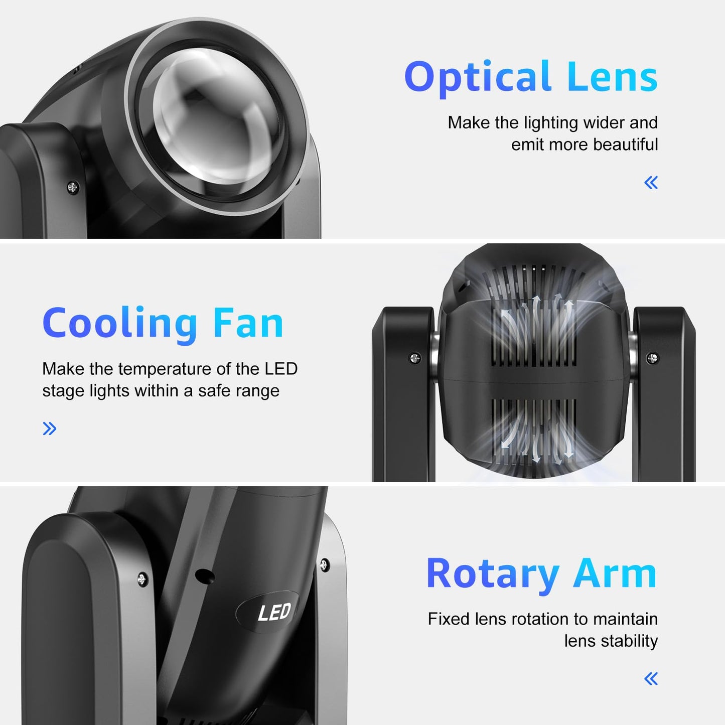 150W Moving Head LED DMX Bühnenlicht 8 GOBO Rotierender RGBW Spot Beam DJ Licht Ton aktiviert Scheinwerfer für Weihnachten Disco Konzert Party Hochzeiten