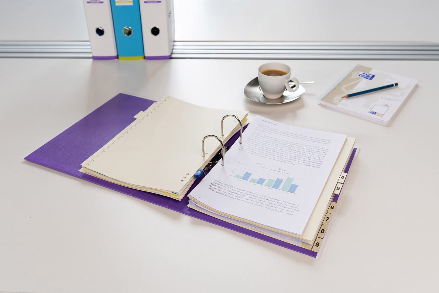 Oxford Ordner A4, myColour, 8 cm breit, zweifarbig in weiß und violett, 10 Stück