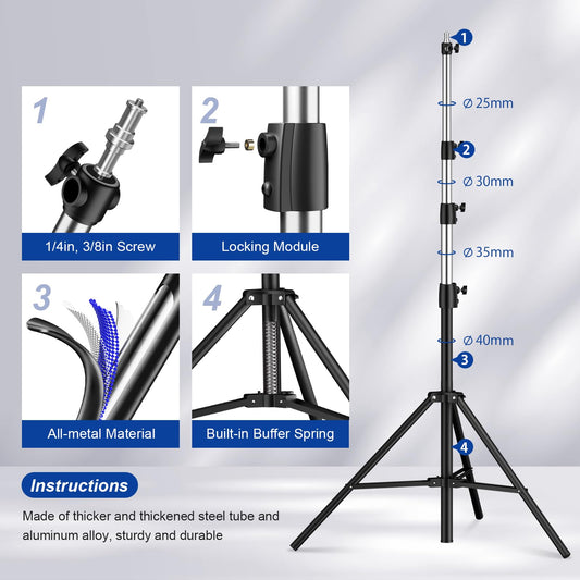 Soonpho 400cm AIR Pro Lampenstativ Luftgedämpftes Lichtstativ Aluminium 4m max Höhe 15kg Traglast,stabil & komfortabel Leuchtenstativ mit Tasche für Film Fotografie Studio Outdoor Photography