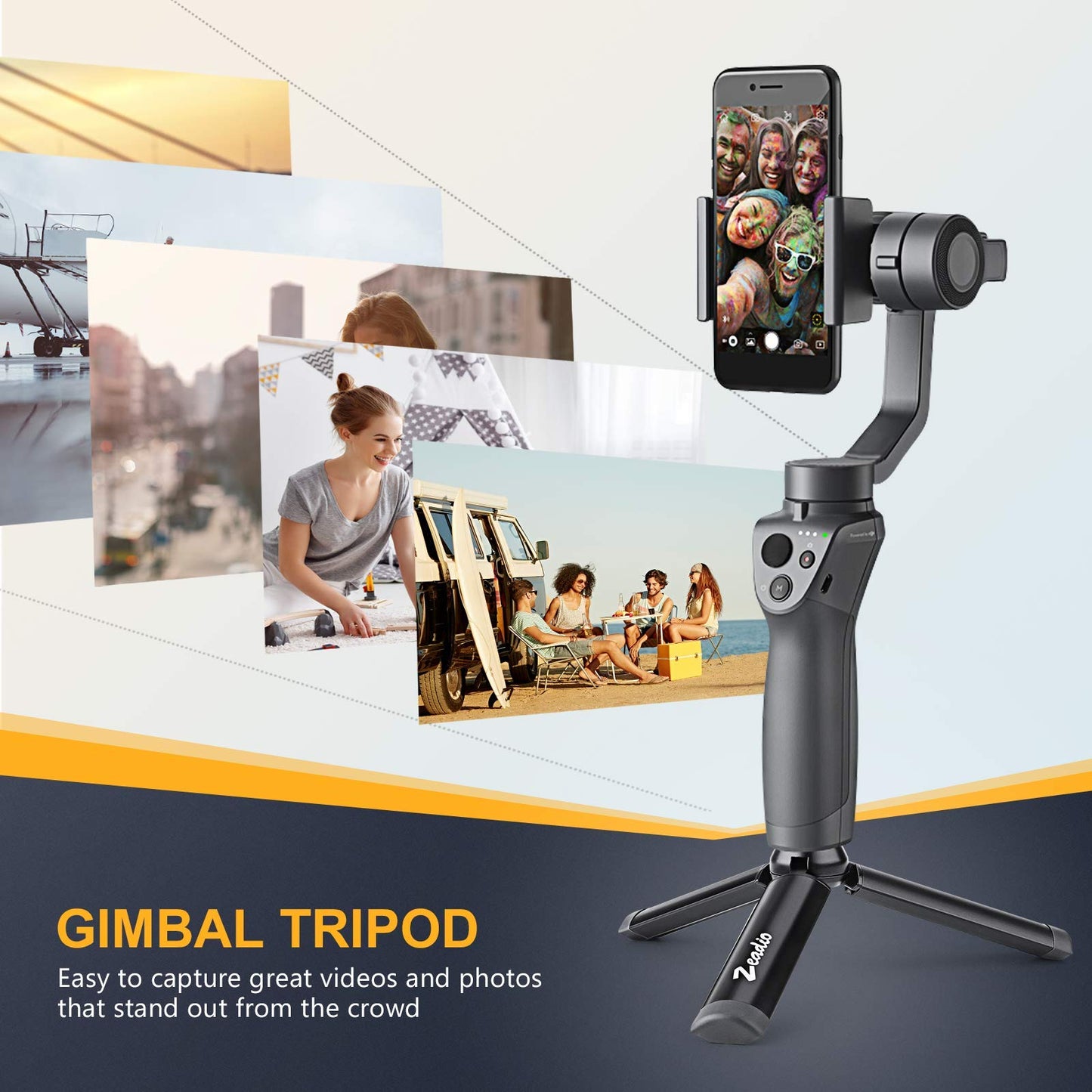 Zeadio Metall Mini-Stativ mit 1/4 Zoll Schraube, Tisch-Stativ für Smooth 4, Osmo Mobile, Vimble 2, Gimble Griff-Stabilisator und alle Kameras