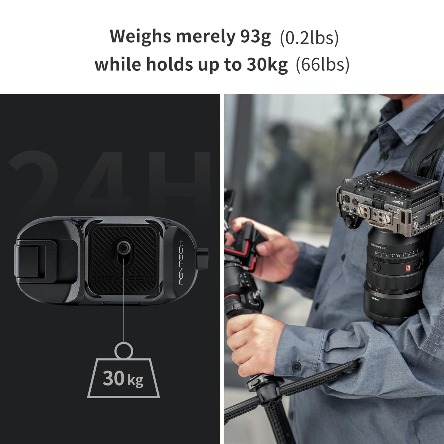 PGYTECH Bettle Kameraclip, Kamera Rucksack Clip am Schulterriemen oder Gürtel, zum Tragen für DSLR, Plattenkamera-Schnellwechselsystem für Sony, Nikon, Fuji Rucksack-Kameragurthalterung