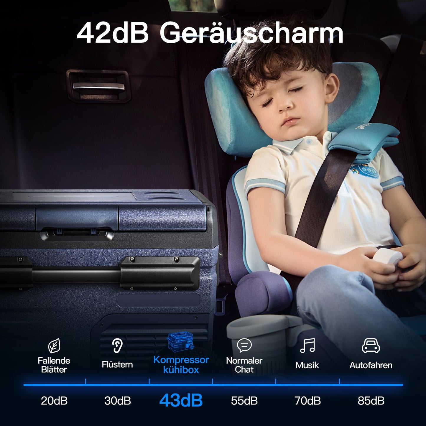 AAOBOSI 35 L Kompressor Kühlbox Dual Zone, Kühlbox Auto Mit WIFI-APP-Steuerung USB-Anschluss, 12/24 V und 100-240 V Kühlbox bis -20 °C für Auto, Lkw, Boot, Reisemobil,Camping