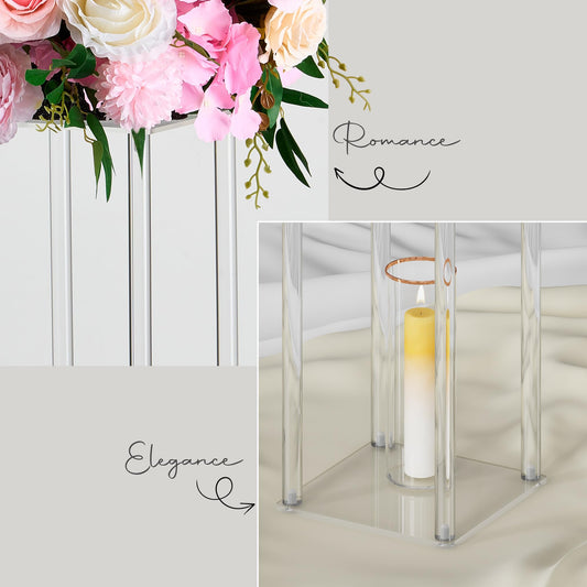 TEKXYZ Acryl Tafelaufsatz Stand, 2 Pcs 60 CM hoch Blumenständer, Säule Hochzeit Mittelstücke, Blumen Stand für Hochzeit Event Party Requisiten, Home Decor, Tabelle