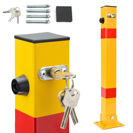 Parkpfosten klappbar – Parkplatzsperre 60x60x600 mm – Absperrpfosten Parkwatch Parkplatzbügel, Absperrung für Stellplatz, Stahl, klappbarer Pfosten für private Parkplätze SN1807 (1 Stück)