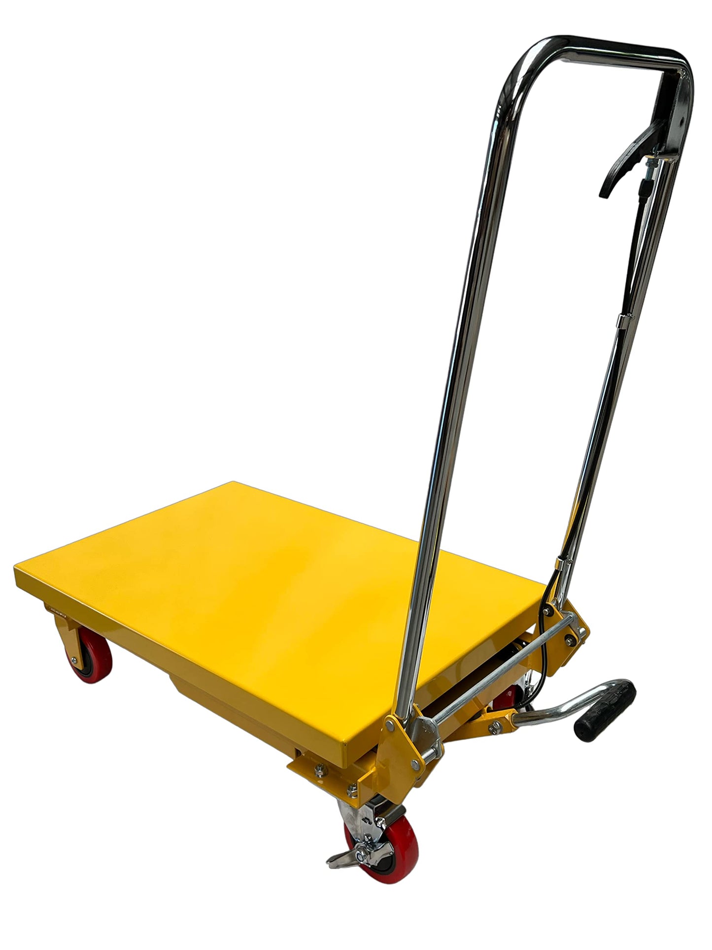 Kraftwelle 150 kg Traglast Hydraulik Scherenhubtisch mobiler Hubwagen Hubtischwagen Plattformwagen Hebebühne mit 4 Polyamid Rollen Gelb
