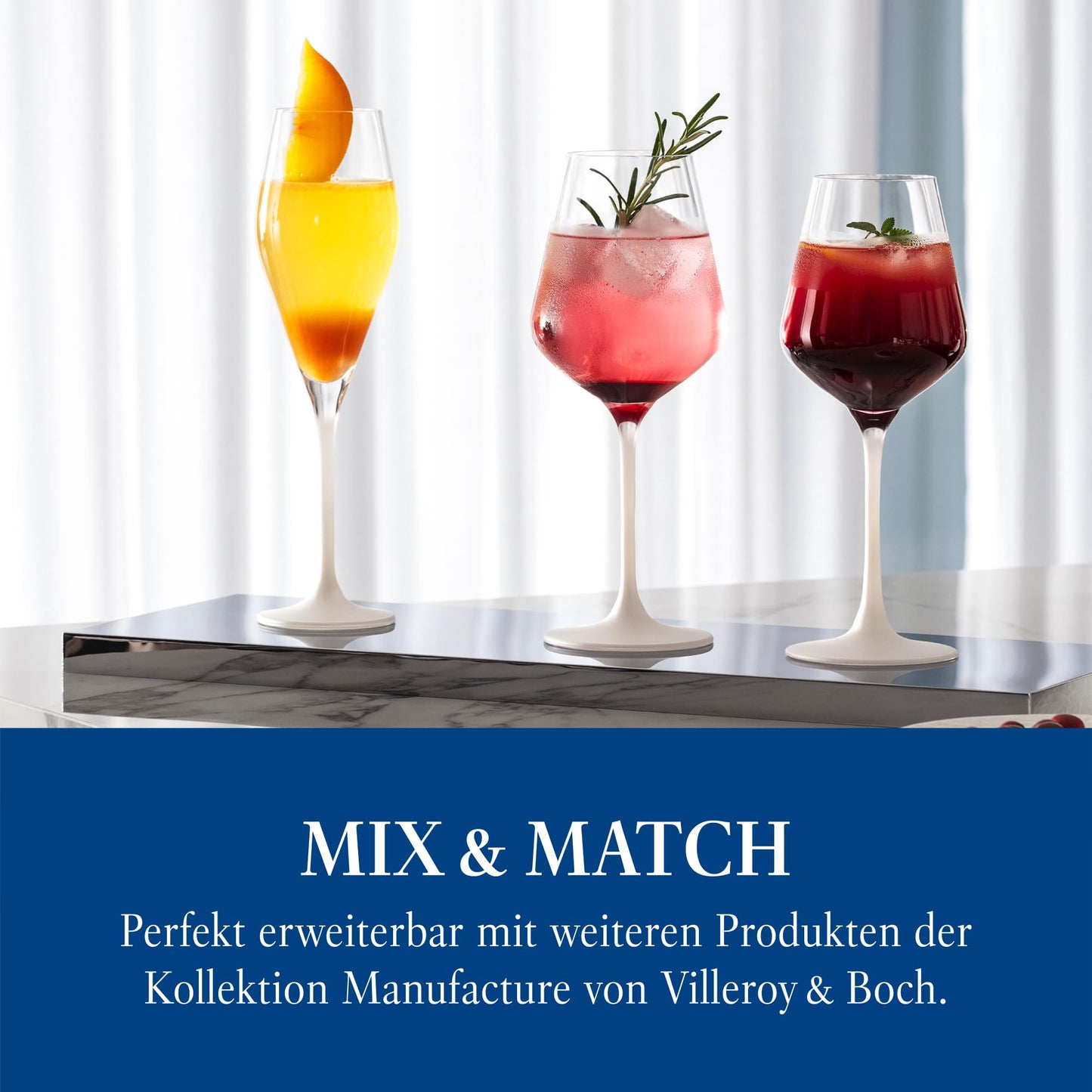 Villeroy & Boch – Manufacture Rock blanc Sekt-/ Champagnerglas Set 4 teilig Weiß, Gläser für Sekt und Prosecco, Sektgläser Set, Sektflöten, Außergewöhnliche Gläser, Champagnerkelche, Kristallglas