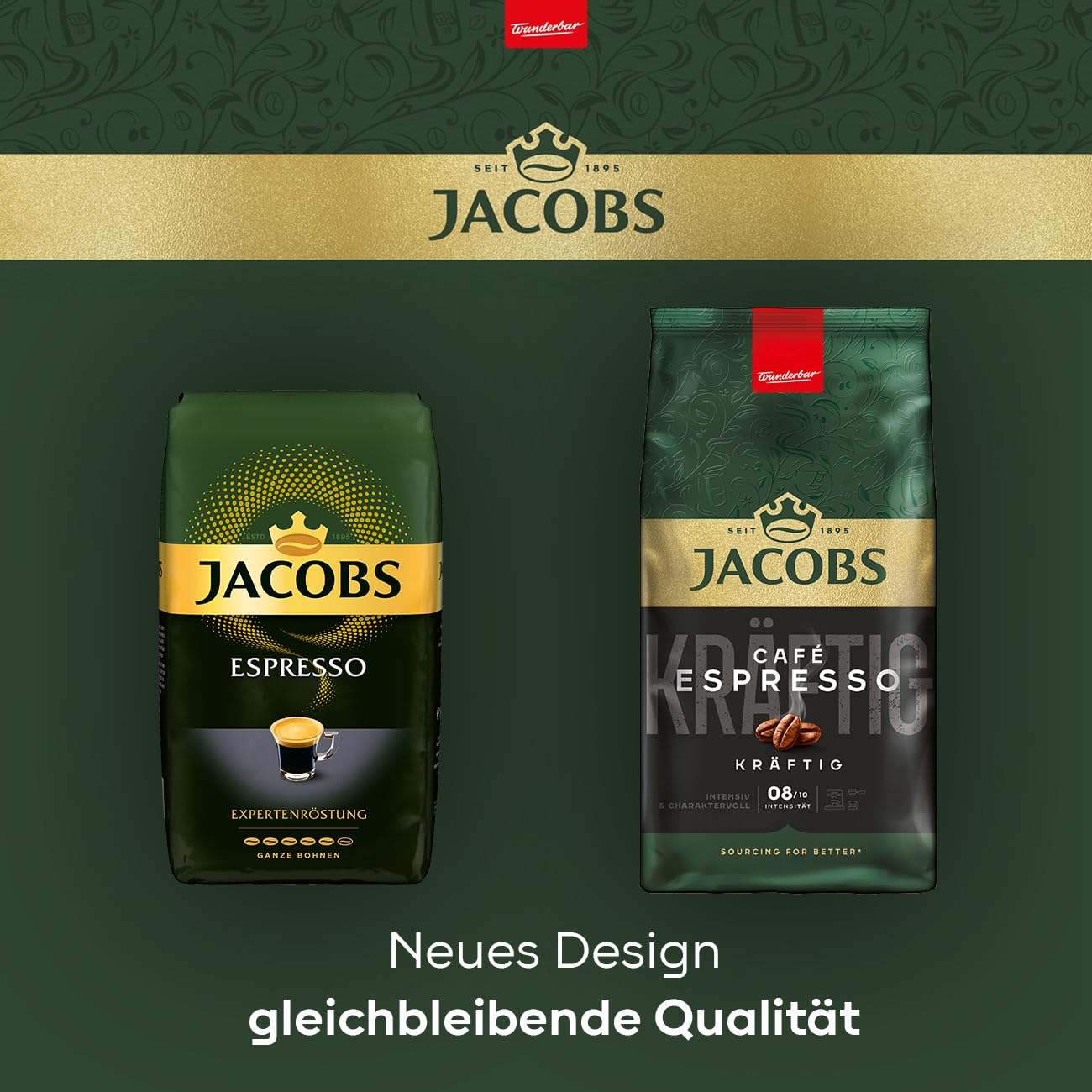 Jacobs Café Espresso Kaffeebohnen 1kg – Kräftig, Würzig, Arabica & Robusta Bohnen, Intensität 8/10, ideal für Espresso