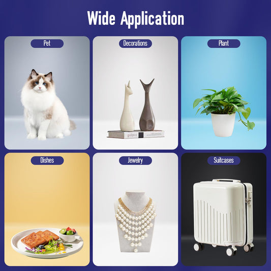 EMART Fotobox 50x50cm, Dimmbare Fotostudio Set mit 5 Produktfotokulissen und 3 Farben Licht, für Lebensmittel Schmuck Produktfotografie