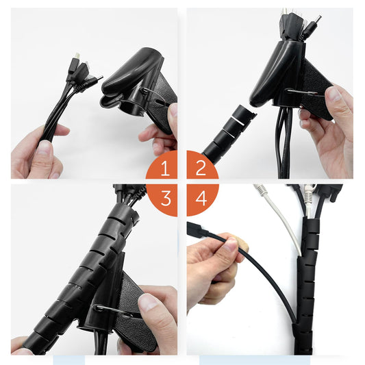 shinfly Kabelmanagement Set 2 × 5 m Kabelschlauch Schwarz 22–28 mm mit Führungsclip Werkzeug flexibel zuschneidbar und verschleißfest