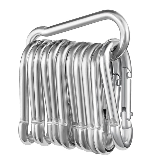 12 Stück Karabinerhaken, Karabiner belastbar bis 180kg,φ6x60mm,verzinkt, belastbar Karabinerhaken Schlüsselanhänger,Karabiner mit Federhaken,für Rucksack, Hundeleine, Camping, Reisen, Wandern etc…