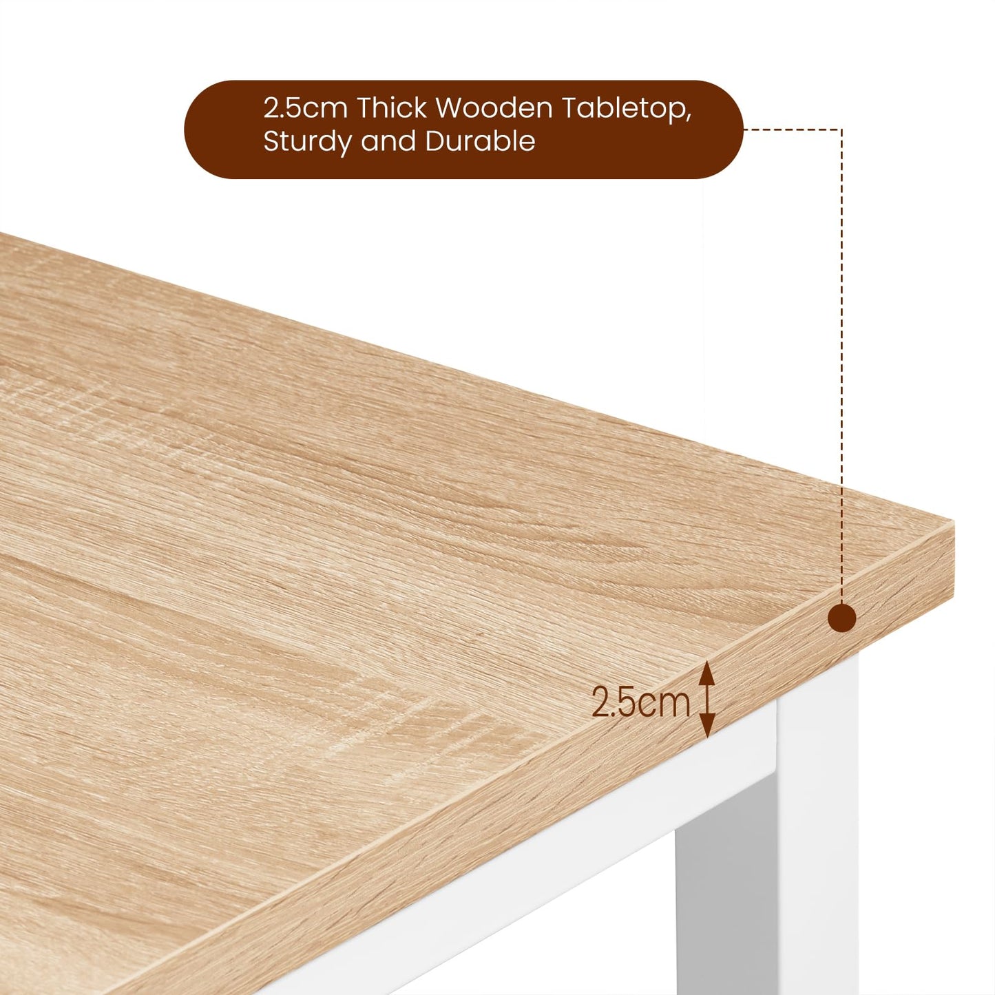 WOLTU 1x Bartisch Bistrotisch Stehtisch Esstisch, Metallgestell, Tischplatte aus MDF, Helleiche, 100x40x100cm(BxTxH)