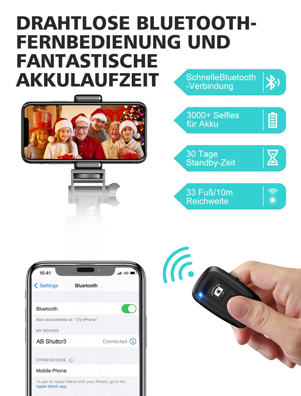 CIRYCASE 142cm Handy Stativ, Erweiterbarer All-in-One Selfie Stick Stativ mit Bluetooth Fernbedienung, Smartphone & Kamera Stative Kompatibel mit iPhone, Galaxy, Perfekt für Selfies/Videoaufnahmen