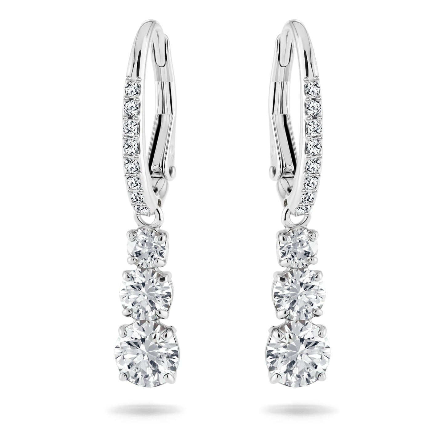 Swarovski Stilla Attract Trilogy Ohrringe, Weiss, Rhodiniert