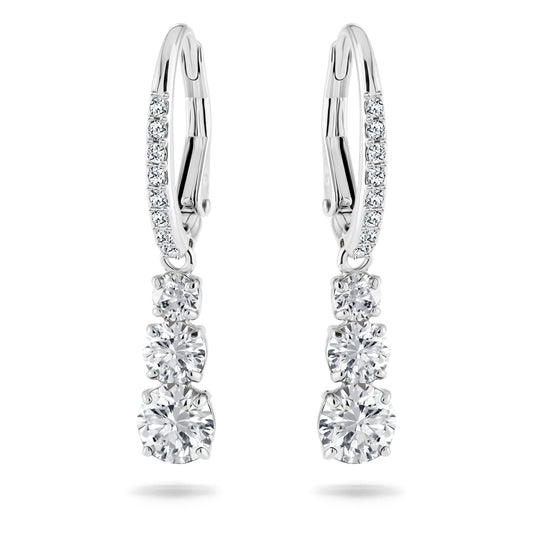 Swarovski Stilla Attract Trilogy Ohrringe, Weiss, Rhodiniert