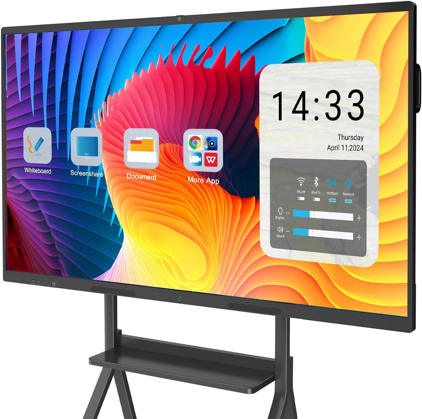 YCKJNB 65 Zoll 4K Touchscreen Smartboard, Display Interaktives Whiteboard, 8GB RAM, 64GB ROM, Eingebaut Ultra-High-Definition-Kamera, Mikrofon, Unterstützt WiFi, Bluetooth, HDMI, All in One Monitore