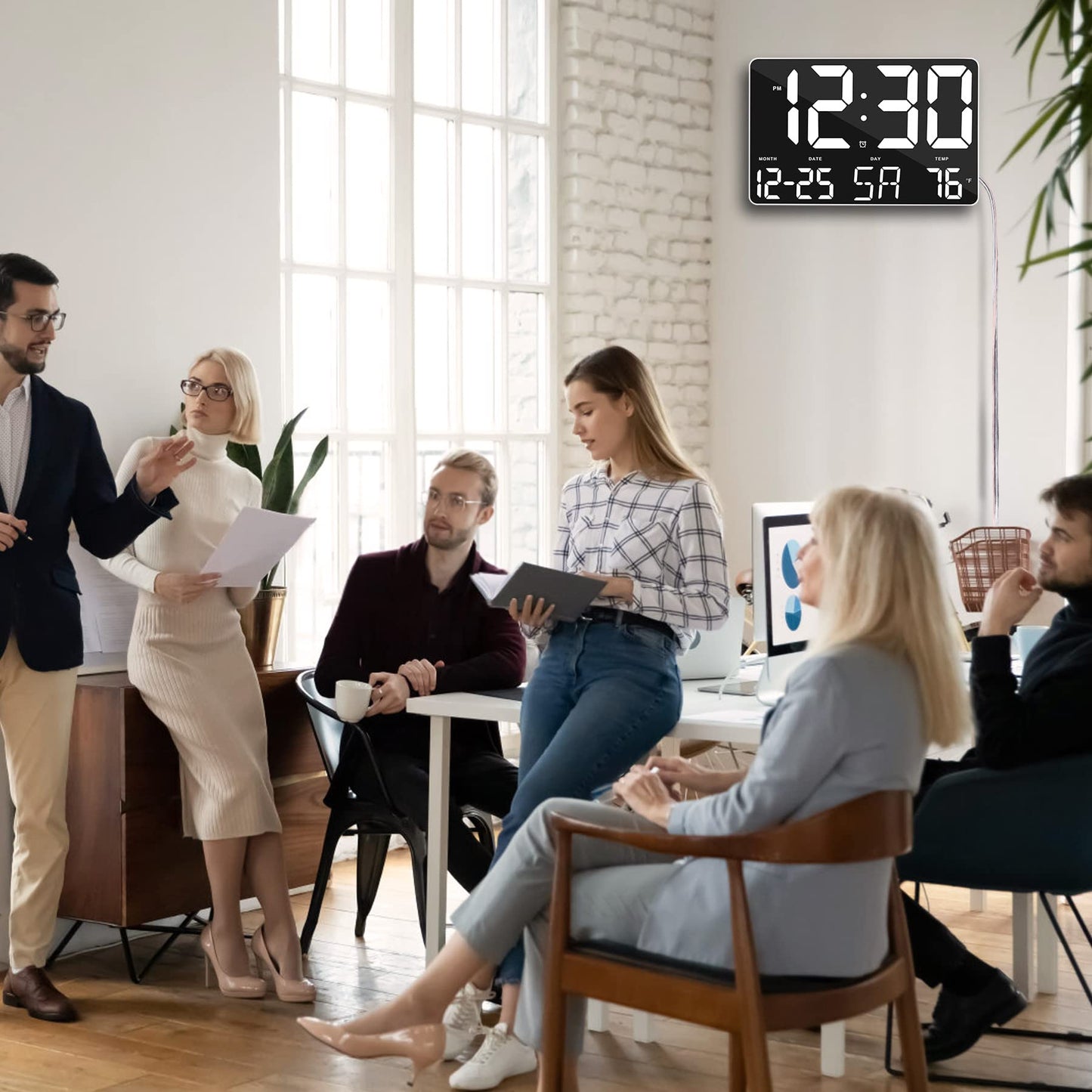 SZELAM Digitaluhr Großes Display,11,5" Digitaler Kalenderwecker mit Funkfernbedienung,LED Übergroße Wanduhr mit Datumstemp.12/24H,Snooze Wecker für Zuhause Schlafzimmer Büro Gym