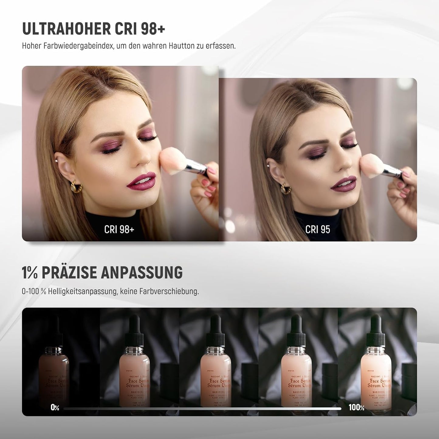 NEEWER LED Kosmetik Licht mit Handyhalter und Taschenset, Videolicht mit 2,4G/PC/MAC Steuerung, Streaming Light mit CRI98+ stufenlos dimmbare Make up Augenbrauen Tattoo Wimpern leuchte, BH40B