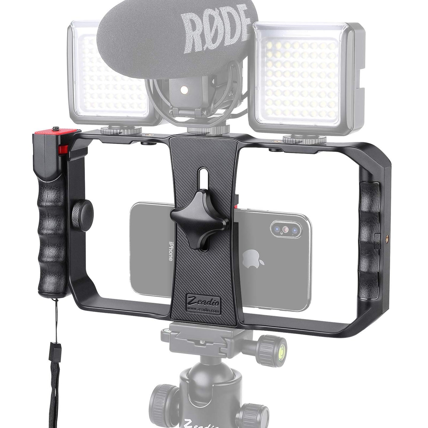 Zeadio Kabellos Smartphone Video Rig, Handgriff Griffstabilisator mit Fernbedienung für Video Maker Filmmaker Videographer, passend für alle iPhone- und Android-Smartphones
