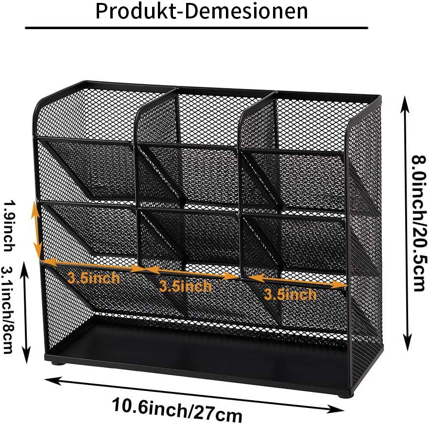 Marbrasse Netz-Schreibtisch-Organizer,Multifunktionaler Stiftehalter,Organizer Schreibtisch,Schreibtisch Organizer, Aufbewahrungs Regal für Schul und Heim Büro Bedarf (Schwarz)