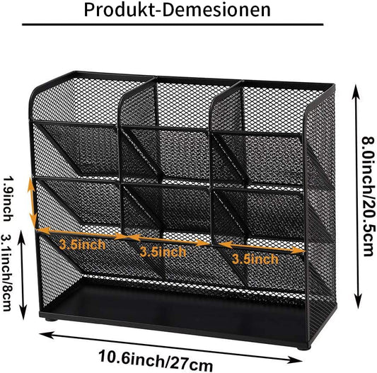 Marbrasse Netz-Schreibtisch-Organizer,Multifunktionaler Stiftehalter,Organizer Schreibtisch,Schreibtisch Organizer, Aufbewahrungs Regal für Schul und Heim Büro Bedarf (Schwarz)