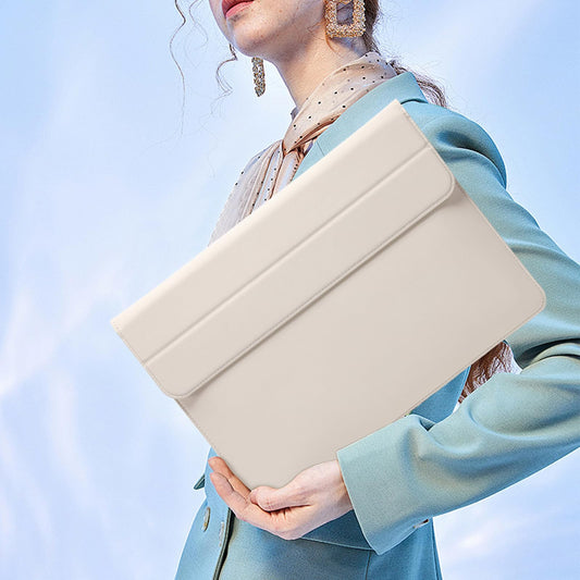 HYZUO 13 Zoll Laptop Hülle mit Standfunktion für 2024-2018 MacBook Air 13 M3 M2 M1, 2024-2016 MacBook Pro 13 M2 M1, 13 iPad Pro/Air M4 M2 2024, Surface Pro 11/10/9/8, mit Kleine Tasche, Beige