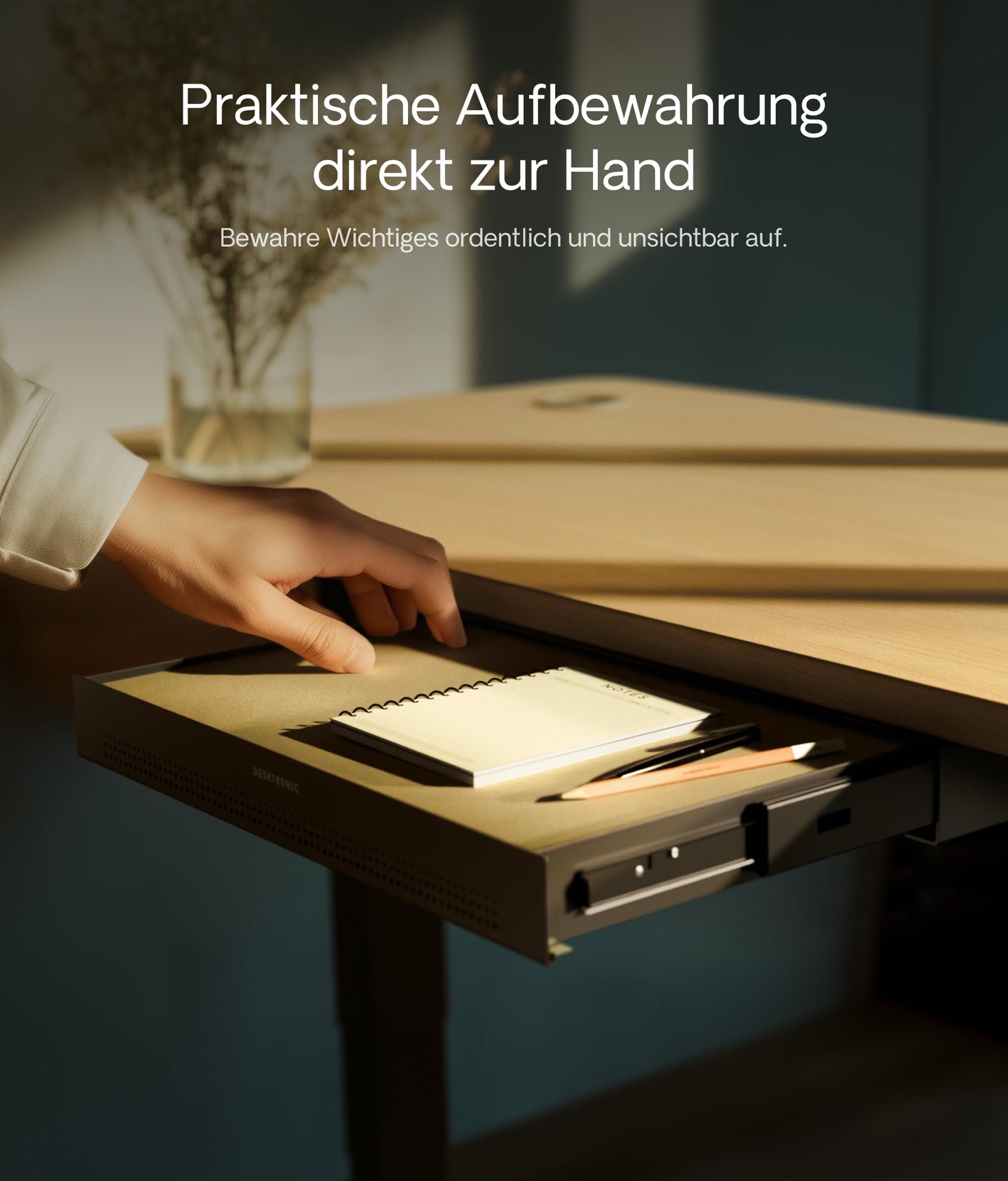Desktronic Schreibtisch-Organizer, Untertisch-Aufbewahrungsbox, Schreibtisch für Büro Schule Homeoffice Schreibwaren, Metallschublade, Versteckte Schubladenbox (Schwarz)