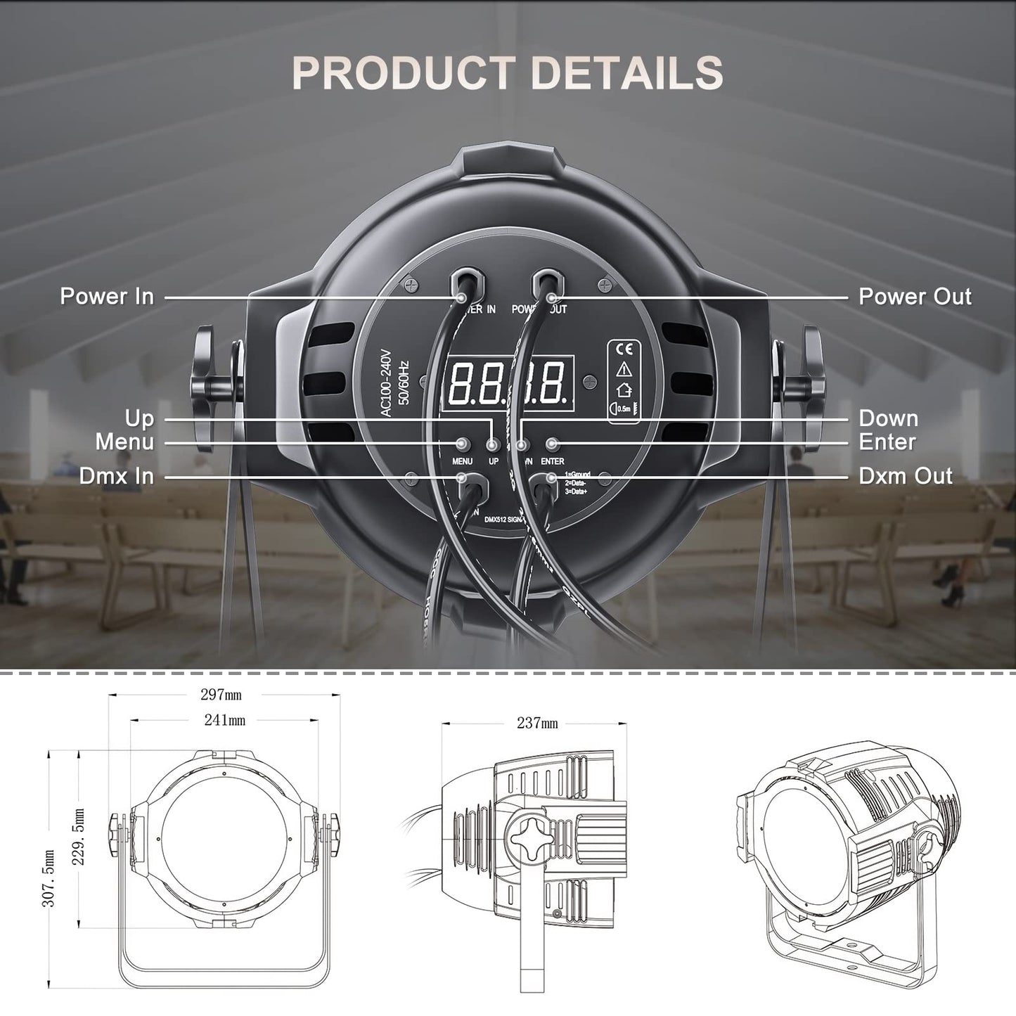 BETOPPER LED Par Scheinwerfer Bühnenlicht 54 x 2w Kalt/Warmweiß Lichteffekte Beleuchtung Partylicht mit DMX512 LED Par Strahler für Kirche, Bar, Party, Studio, Theater (4 PCS)