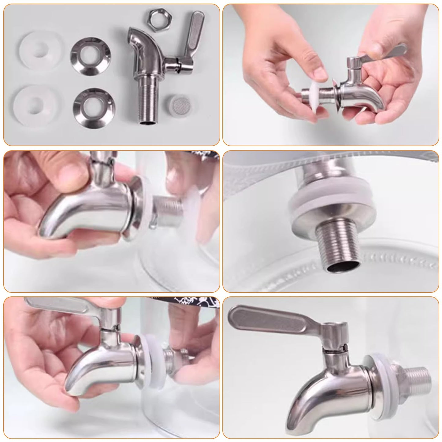 Hiziwimi 4L Glas-Getränkespender mit Deckel Weithals-Eisgetränkeglas mit Bügeleisenhalter, für Eissaft, Wasser, hausgemachte Teegetränke