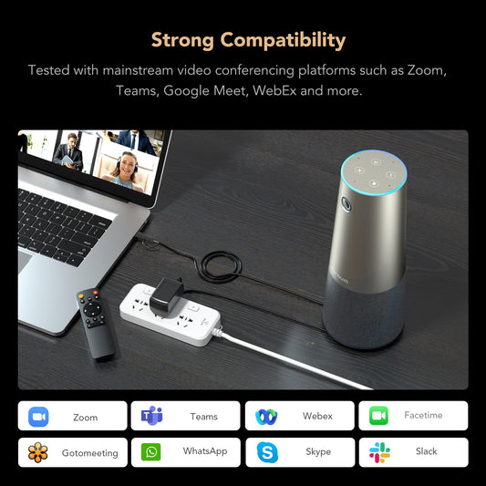 Nuroum C46 4K UHD Videokonferenz Webcam mit Mikrofon & Lautsprecher, 8MP CMOS Sensor/120° Blickfeld/5x Zoom/Auto-Framing, KI-Rauschunterdrückung, Konferenzsystem Kamera für Zoom/Teams/Google Meet