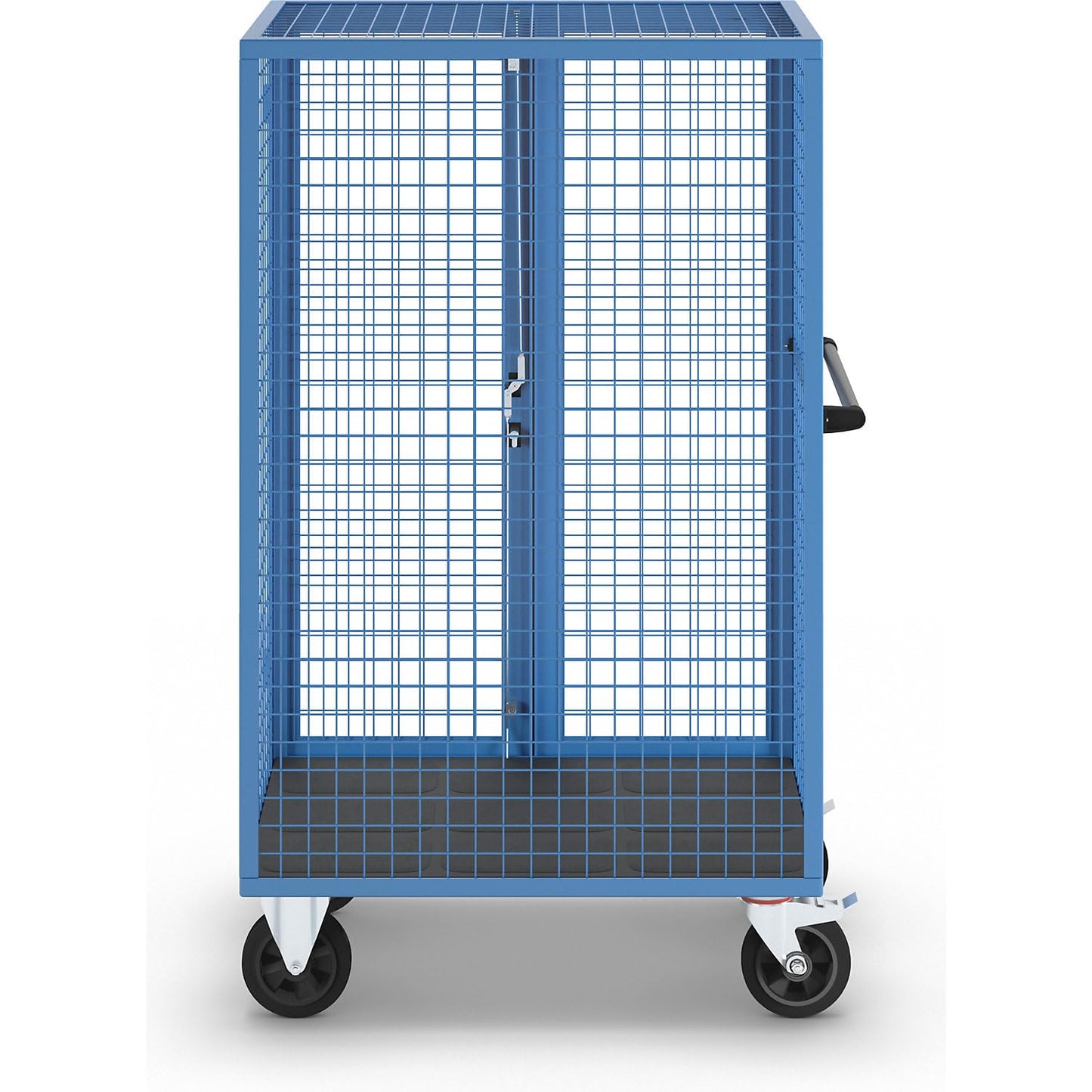 eurokraft pro Etagenwagen mit Doppelflügeltüren, höhenverstellbar, ohne Etagenböden, Lichtblau RAL 5012