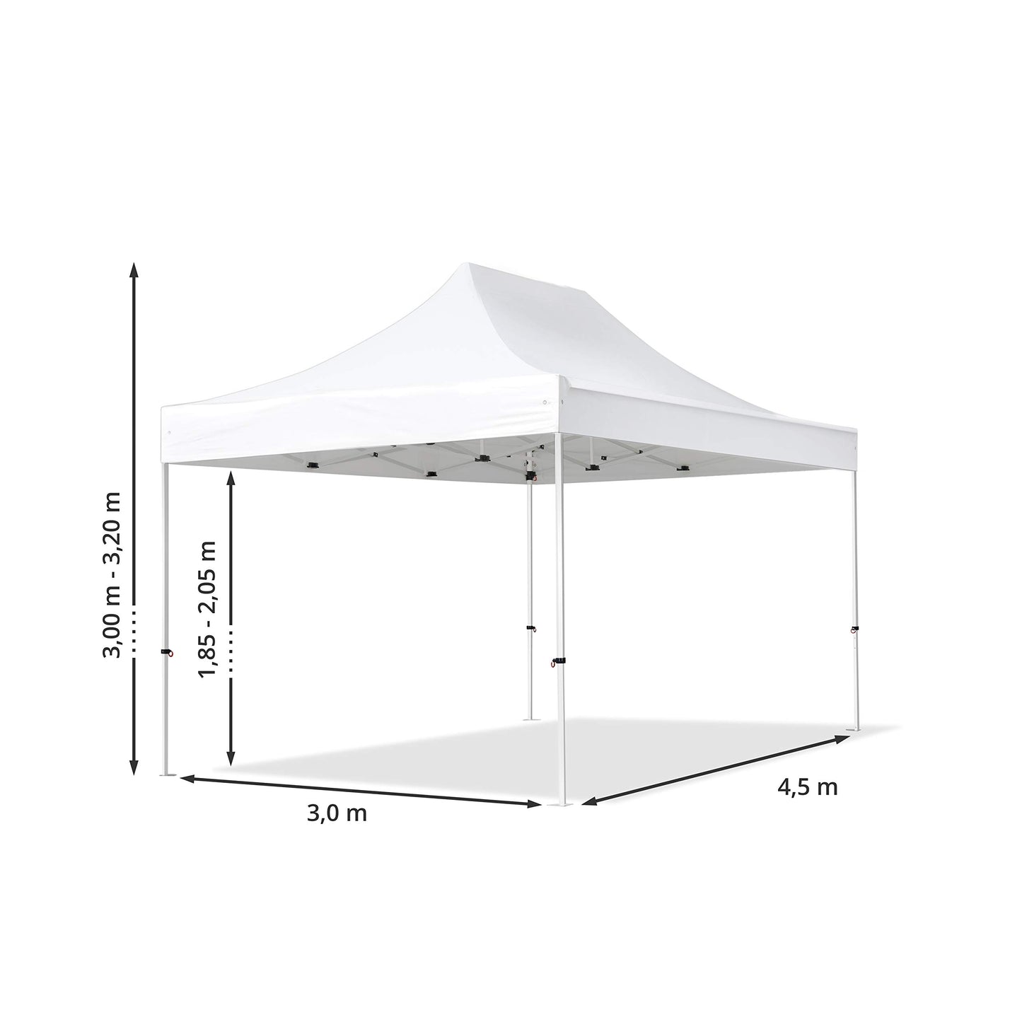 TOOLPORT 3x4,5m Faltpavillon Pavillon Partyzelt Gazebo Stahl 30mm, 2 Seitenteile, Panoramafenster, Creme