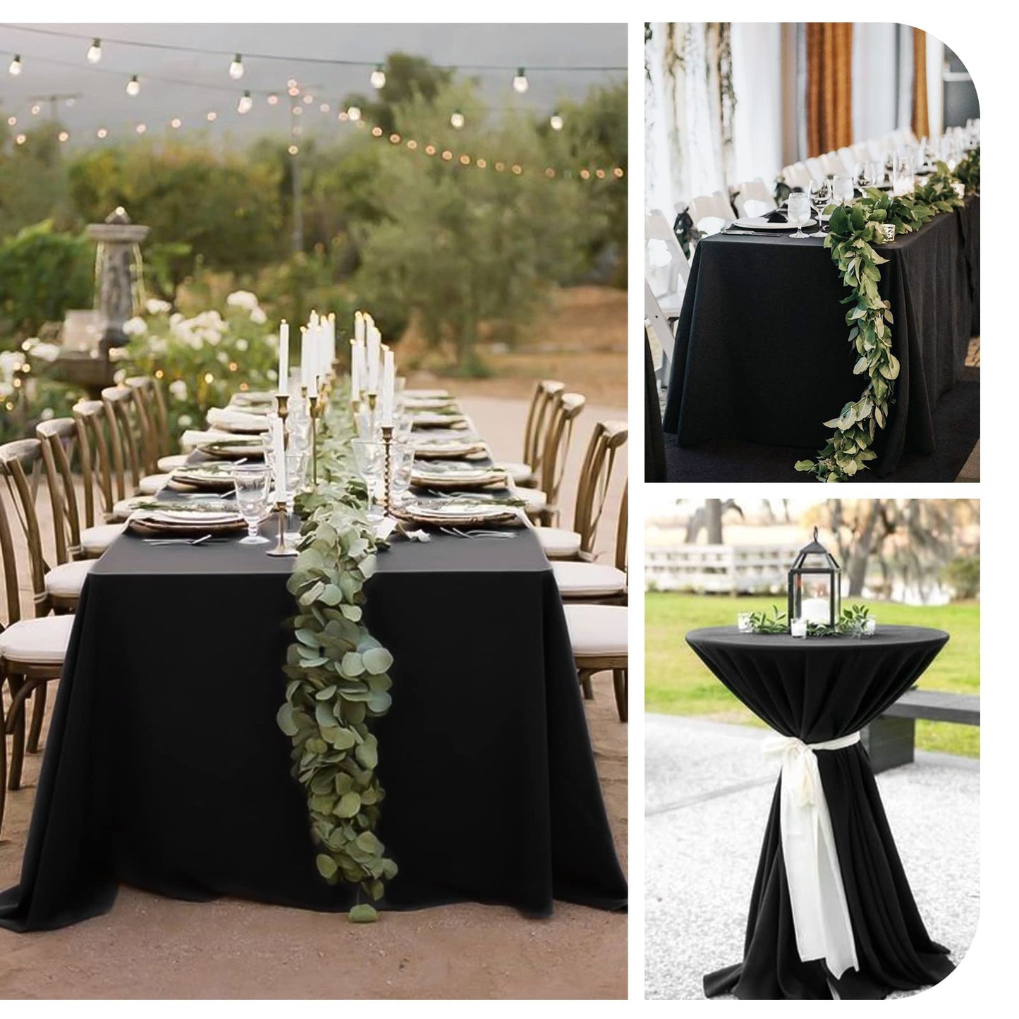 2er-Pack Schwarze rechteckige Tischdecke 153×260cm, waschbare rechteckige Tischdecke aus Polyestergewebe für 6 Ft Tisch perfekt für Geburtstag, Hochzeit, Bankett, Restaurant, Party, Babyparty