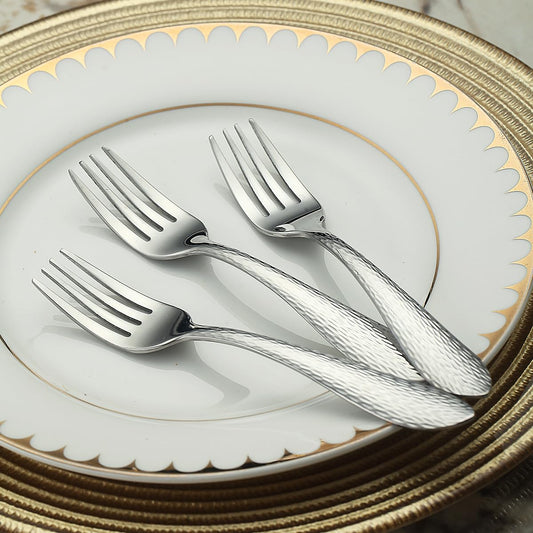 Kyraton Dessertgabeln 12 Stück 14cm, Edelstahl Gebäck Gabeln Set, Obst Gabeln, Mini Kuchen Gabeln, Vorspeise Gabeln für Haus, Hochzeit, Party, Café, spülmaschinenfest