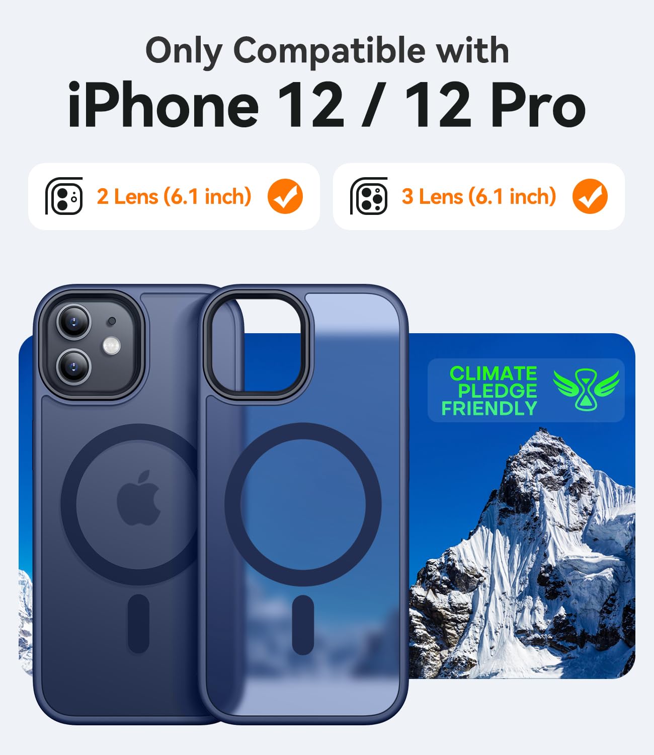 CANSHN Magnetisch für iPhone 12 Hülle und iPhone 12 Pro Hülle für MagSafe [TOP Magnetische Adsorption] [Militärschutz] Schutzhülle Samtige Touch Matt Anti-Kratzen, Dunkelblau