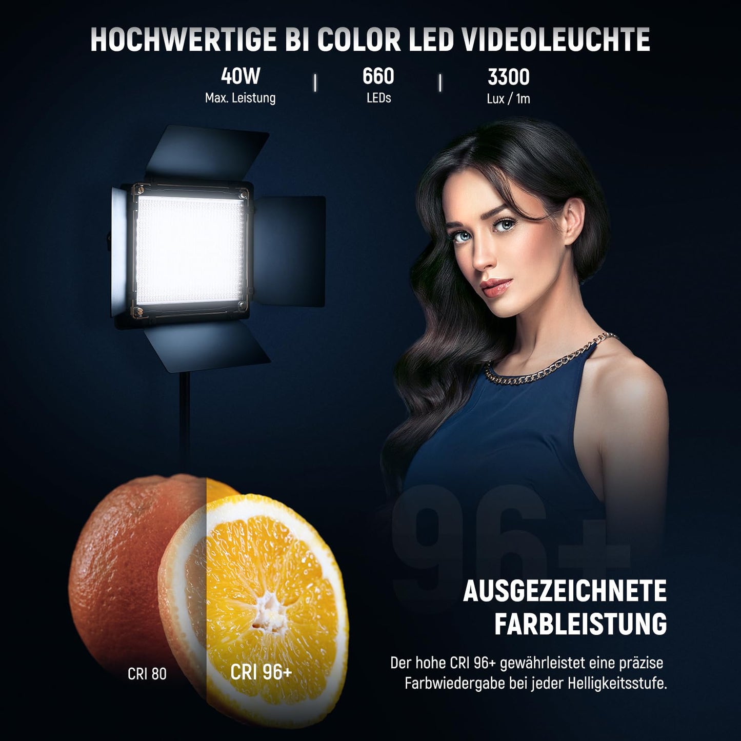 NEEWER 660 LED Videolicht Panel 2 Set mit Stativ: (2) Bi Farbe CRI96+ LED Videoleuchte Fotolicht mit Barndoor, (2) 75" Lichtstativ für Fotografie Licht Video Studio Dauerlicht Filmlicht (Schwarz)