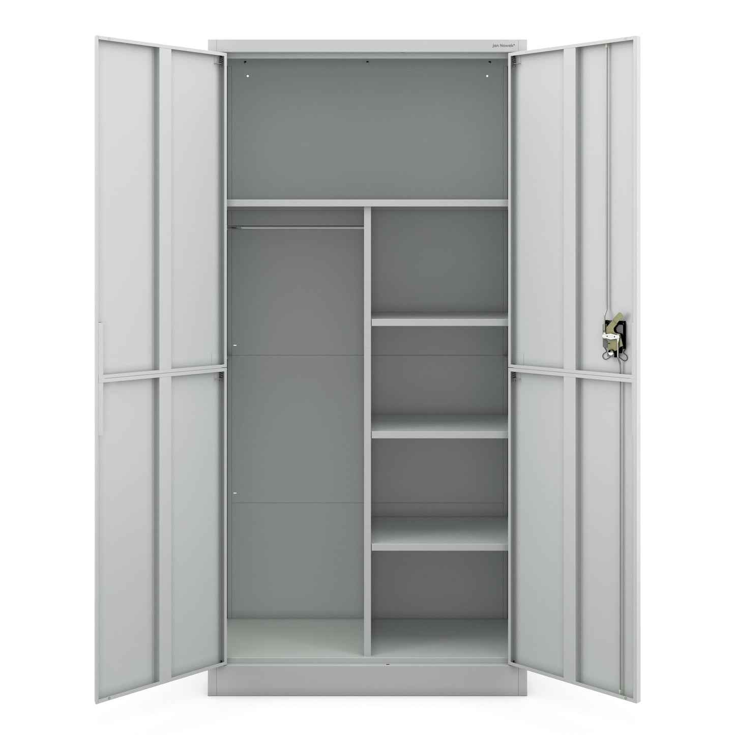 Jan Nowak Metallschrank Aktenschrank 185 x 90 x 40 cm | Büroschrank bis zu 50 Ordner, 4 Verstellbare Regalböden, Dreipunkt-Schloss | Aufbewahrung Von Dokumenten| Stahlschrank Werkzeugschrank | Grau