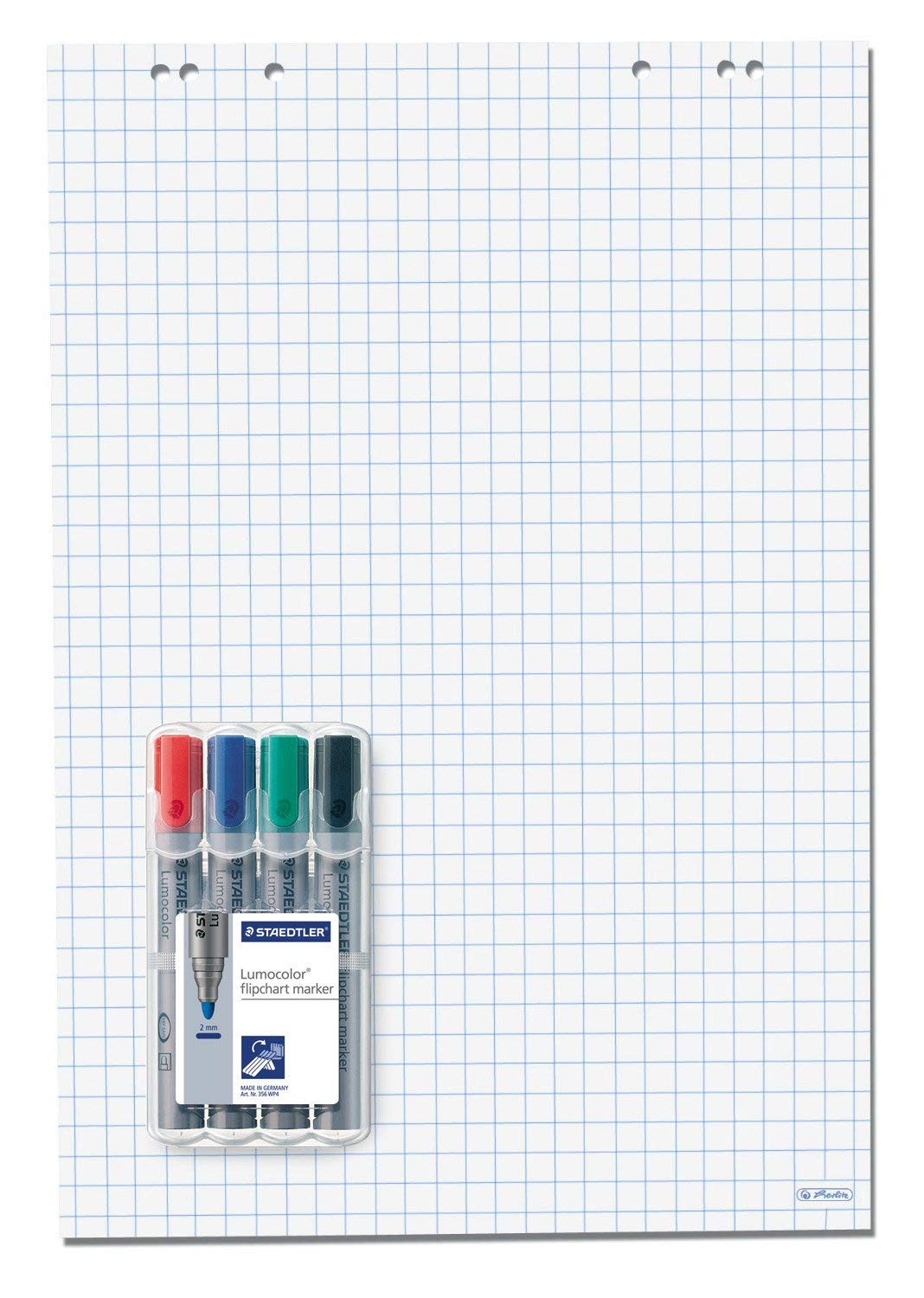 Herlitz 10834141 Flipchartblock, 68x99cm (kariert/gelocht), 5 Blöcke (20 Blatt je Block)