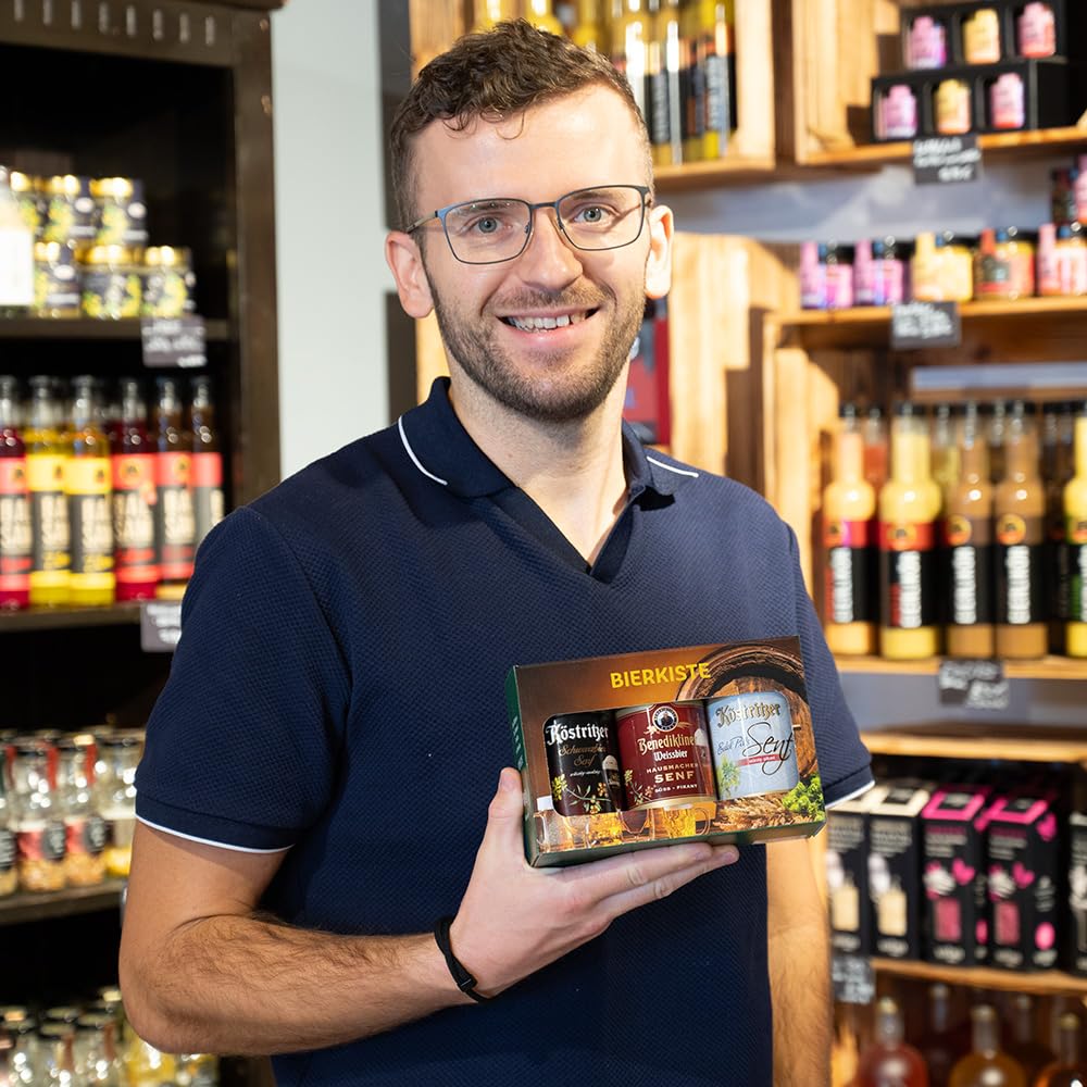 Altenburger Original Bierkiste - drei mit Bier verfeinerte Senfsorten als Geschenk-Set (3-teilig), Geschenkbox für Männer und Frauen