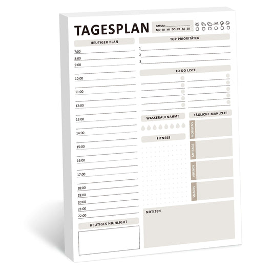 BIROYAL A4 Tagesplaner Block ohne festes Datum, 50 Seiten To Do Liste Block, Daily Planner, Home Office Gadgets, Büro Organisation, Tagesplaner Routine mit Übersicht&Habit-Tracker