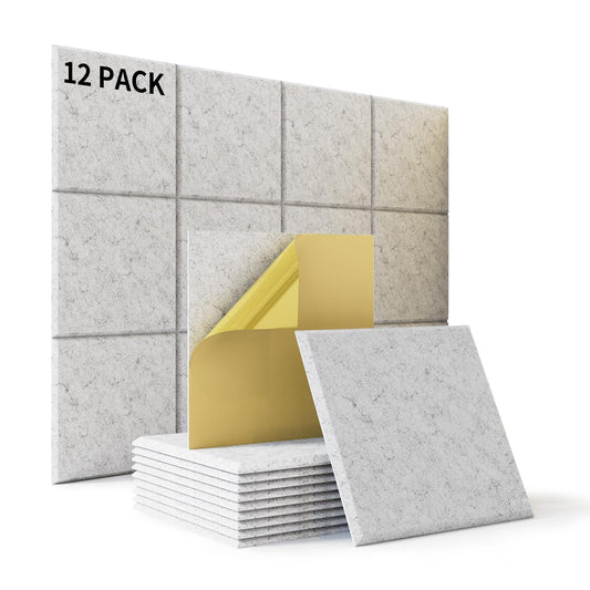 12 Stück Akustikplatten Selbstklebend, Schallabsorber Schallschutz mit Hohe Dichte 230kg/m³, 30x30x1cm Schalldämmung Wand tür Decken, Akustikpaneele Holz für Gaming Deko, Büros, Studios