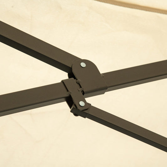 Outsunny Sonnenschirm Gartenschirm Marktschirm Doppelsonnenschirm Terrassenschirm mit Schirmständer Handkurbel Cremeweiß Oval 460 x 270 x 240 cm