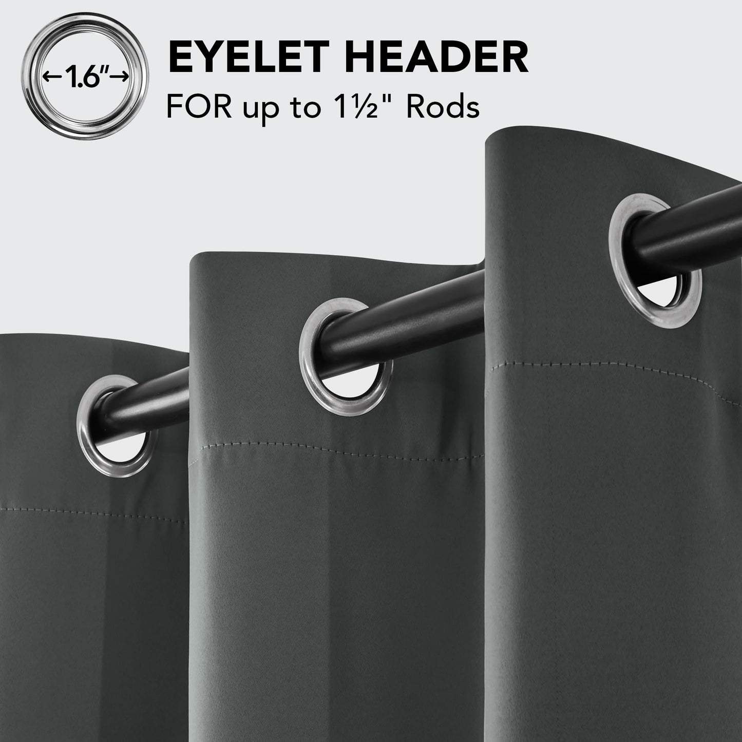 Deconovo Thermovorhang Kälteschutz Gardinen mit Ösen 175x140 cm(HöhexBreite) Blickdichte Vorhänge Schlafzimmer Blackout Curtain Verdunkelung Wärmeisolierend, Dunkelgrau, 2er Set