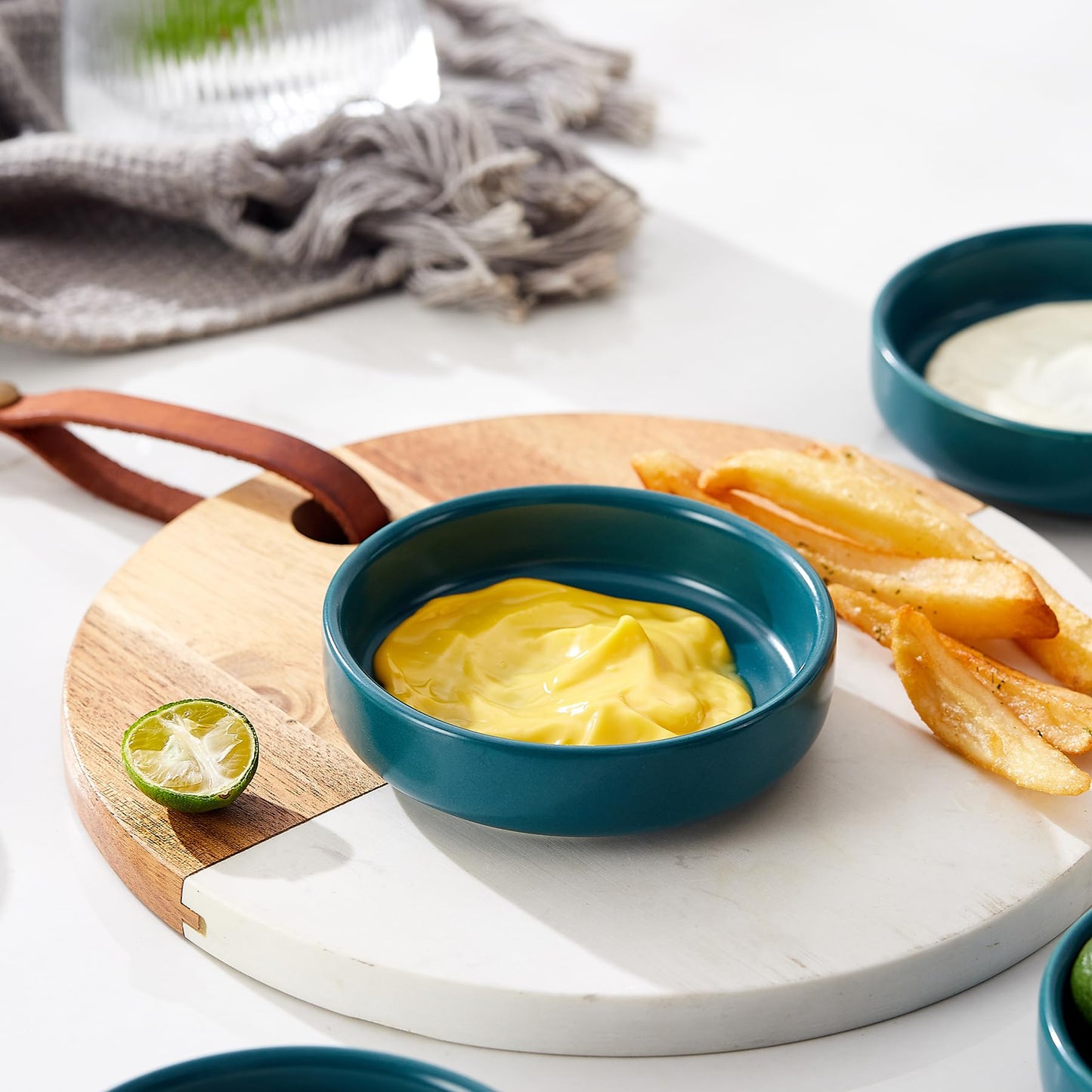 Swuut Keramik Sojasosenschale,9cm Dipping Schalen 6er Set, kleine Vorspeisen Pinch Dip Schüssel für Beilagen, Sushi, Ketschup, BBQ (Grün)