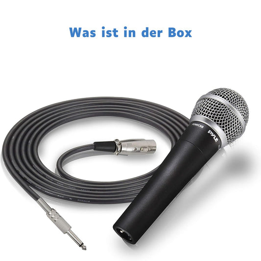 Pyle Karaoke Mikrofon - Gesangsmikrofon, microphone, Dynamisches Mikrofon mit Beweglicher Spule, Unidirektionale Nierencharakteristik, 4,5 Meter langem XLR-auf-6,35mm-Audiokabel für Karaoke Box