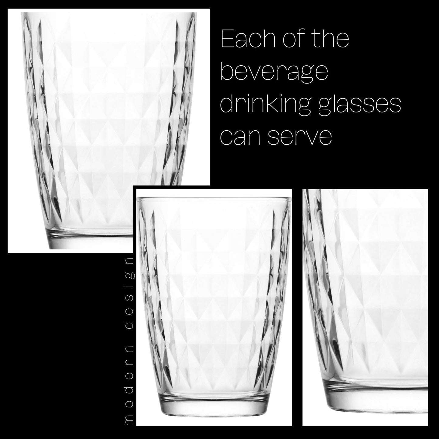 LAV Wassergläser Modern 6er Set, 415ml 100% BLEI FREI Trinkglas, wasserglas Spülmaschinenfest, Saftgläser, Water Glasses, Drinking Glasses, trinkgläser, Wasser Gläser