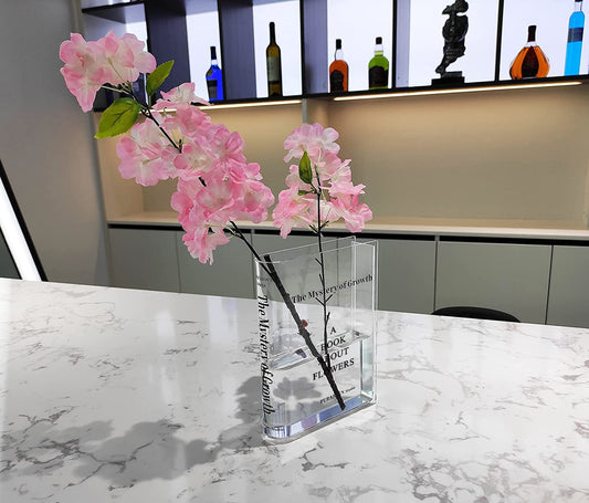 Puransen Transparente Blumenvase, niedliche Bücherregal-Dekor, einzigartige Vase für Buchliebhaber, künstlerischer und kultureller Geschmack, Acrylvasen für Heimbüro-Dekor (ohne Blumen)
