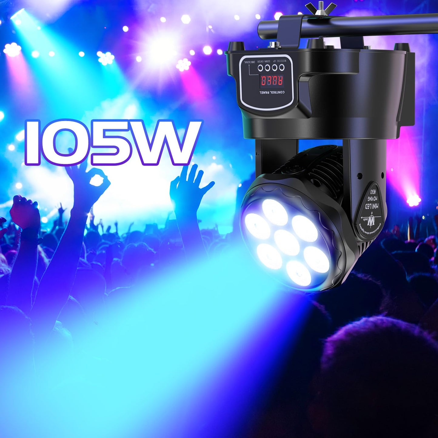 7X15W Moving Head Wash Mini Bühnenlicht dmx512 RGBW Lichteffekte 5 Steuerungsmodus Spot DJ Partylicht mit Fernbedienung Geeignet für Disco, Bar, Club, Hochzeit