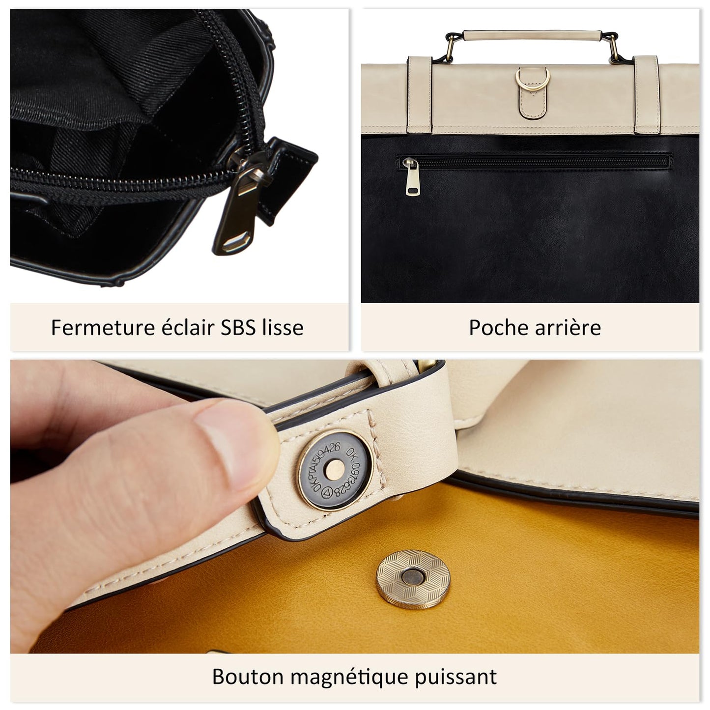 ECOSUSI Damen Laptoptasche, 15,6 Zoll, Handtaschen, Schulterriemen, PU-Leder, Vintage, Schulranzen, Lehrer, Aktentasche, Arbeit, Schüler, abnehmbarer Schultergurt, braun, L, Retro